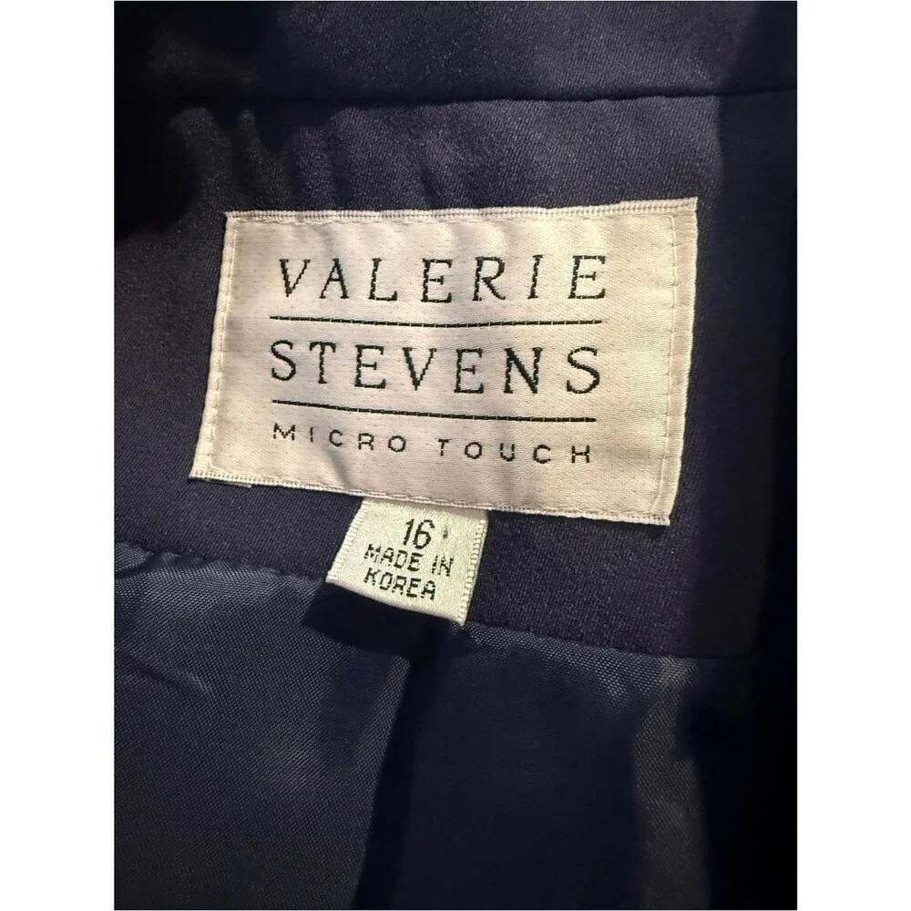 NWT Valerie Stevens Skirt Suit Size 16 Navy Blue 2-Piece Set Blazer & Skirt